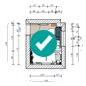 Plan overlaid with a tick mark