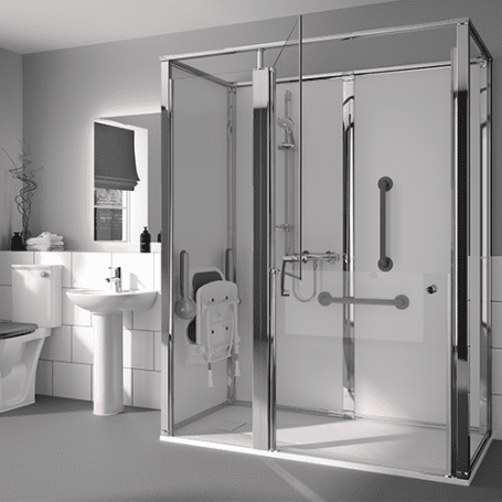 Stand alone accessible shower cubicle