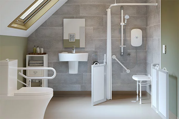 wet-room-600F Wet room with easy access toilet and shower