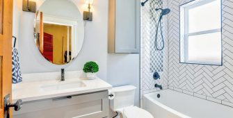 Small, modern bathroom layout