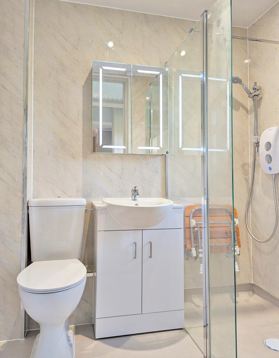 Modern wet room with walk-in shower