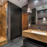 bathroom-stone-facing-tiled-900 Shower room with dark stone facing