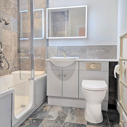 Walk-in bath and shower